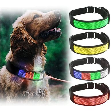 Ошейник для собак и котов с LED экраном Bluetooth Pet LED Collar - красный