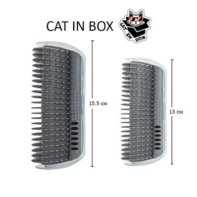 Щетка чесалка угловая для котов CAT IN BOX с мятой 15,5х8,5х4,5 см синяя