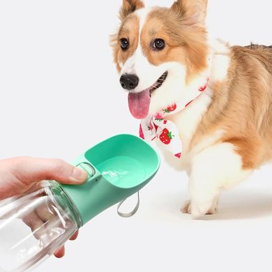 Бутылка - поилка с кнопкой для прогулок Dog Water Bottle 350 мл для собак - розовая