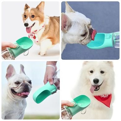 Бутылка - поилка с кнопкой для прогулок Dog Water Bottle 350 мл для собак - розовая