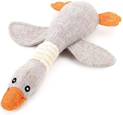 Жевательная мягкая игрушка для собак PLUSH DUCK DOG TOY - утка серая