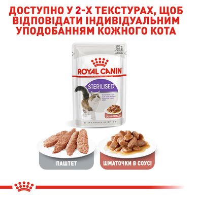 Влажный корм для взрослых стерилизованных кошек ROYAL CANIN STERILISED IN GRAVY 0.085 кг, 0.085 кг