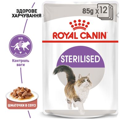 Вологий корм для дорослих стерилізованих котів ROYAL CANIN STERILISED IN GRAVY 0.085 кг, 0.085 кг