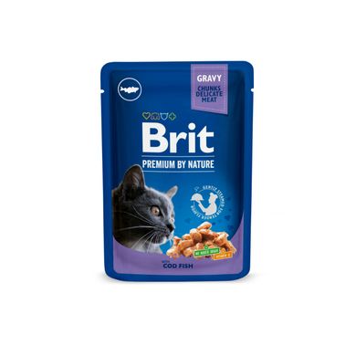 Вологий корм BRIT PREMIUM для дорослих котиків з тріскою, 100 г