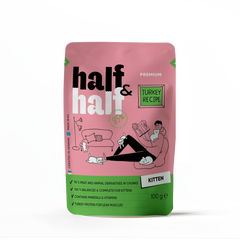 Вологий корм Half&Half для кошенят, шматочки з індичкою у желе, 100 г