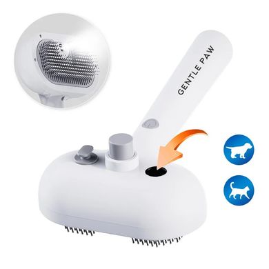 Парова щітка для вичісування собак і котів з паровим розпилювачем Gentle Paw USB Pet Spray Comb SPA