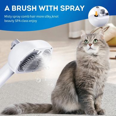 Парова щітка для вичісування собак і котів з паровим розпилювачем Gentle Paw USB Pet Spray Comb SPA