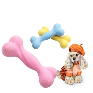 Жевательная игрушка кость для собак Dog Walking TPR Chew Bone 15 см - голубая