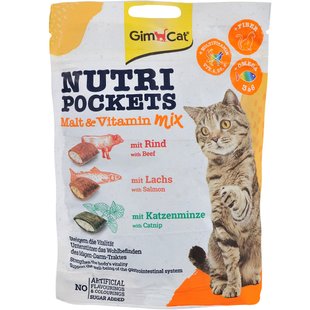 Вітамінні ласощі для котів GimCat Nutri Pockets Malt & Vitamin Mix з мультивітамінним міксом, 150 г