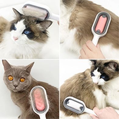 Щітка для сухого та вологово вичісування собак та котів 4в1 Pet Grooming Comb для короткошерстих порід - рожева