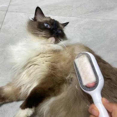 Щітка для сухого та вологово вичісування собак та котів 4в1 Pet Grooming Comb для короткошерстих порід - рожева