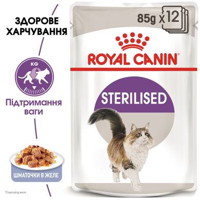 Вологий корм для дорослих стерилізованих котів ROYAL CANIN STERILISED IN JELLY 0.085 кг, 0.085 кг