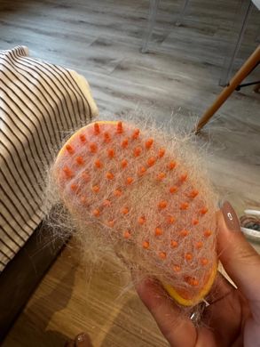 Парова щітка масажер спрей 3 в 1 PET SPRAY MASSAGE BRUSH для вичісування собак і котів з паровим розпилювачем - жовта