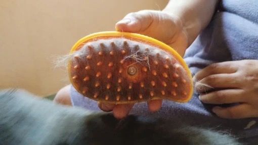 Парова щітка масажер спрей 3 в 1 PET SPRAY MASSAGE BRUSH для вичісування собак і котів з паровим розпилювачем - жовта