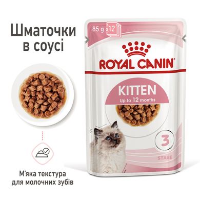 Вологий корм для кошенят (шматочки у соусі) ROYAL CANIN KITTEN IN GRAVY 0.085 кг, у паучах, 0.085 кг