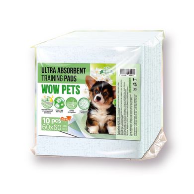 Пеленки для собак WOW Pets ULTRA ABSORBENT Training Pads 60х60 см Ромашка 10 шт.