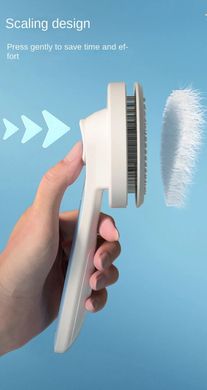 Щетка - пуходерка для вычесывания котов и собак HAIR REMOVING COMB с кнопкой самоочистки круглая - голубая