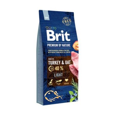 Сухой корм для собак с избыточной массой тела Brit Premium Light Turkey & Oat  с индекой, на развес 250 г