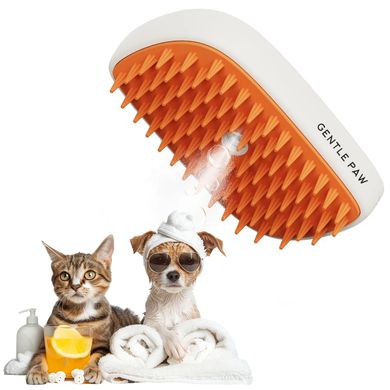 Паровая щетка массажер спрей 3 в 1 GENTLE PAW SPRAY MASSAGE BRUSH для вычесывания собак и кошек с паровым распылителем