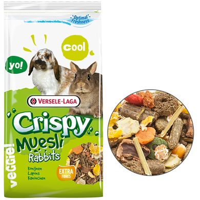 Versele-Laga Crispy Muesli Rabbits Cuni ВЕРСЕЛЕ-ЛАГА КРИСПИ МЮСЛИ КРОЛИК корм для карликовых кроликов на развес 250 г