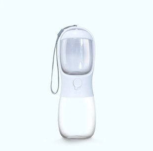 Пляшка - поїлка з контейнером для корму і кнопкою Dog Water Bottle 300 мл + 100 г для собак - біла