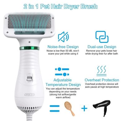 Щітка - фен 2 в 1 Pet Grooming Dryer для сушки щерсті після купання для собак і котів