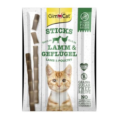 Палочки мясные GimCat STICKS ягненок и птица лакомство для кошек (1шт.)