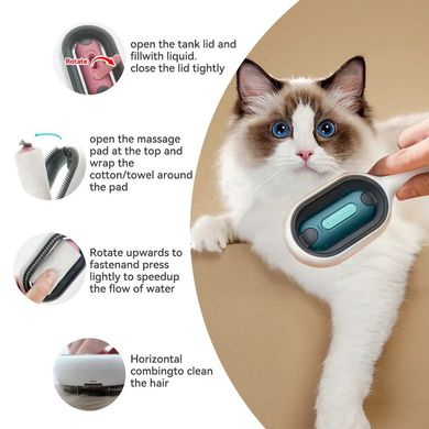 Щетка для сухого и влажного вычесывания собак и котов Pet Gravity 4в1 Pet Grooming Comb с отсеком для воды - розовая