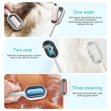 Щітка для сухого та вологово вичісування собак та котів Pet Gravity 4в1 Pet Grooming Comb з відсіком для води - рожева