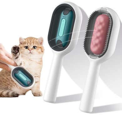 Щетка для сухого и влажного вычесывания собак и котов Pet Gravity 4в1 Pet Grooming Comb с отсеком для воды - розовая