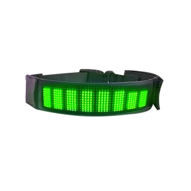 Ошейник для собак и котов с LED экраном Bluetooth Pet LED Collar - зеленый