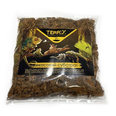 Кокосовий субстрат для тераріуму TerriX CHIPS кокос крупний чіпси 2 л