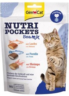 Вітамінні ласощі для котів GimCat Nutri Pockets Морський мікс з тауріном, 150 г