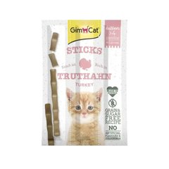 Палочки мясные GimCat STICKS индейка, кальций лакомство для котят, 3 шт, 3 г