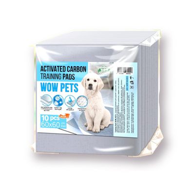 Пелюшки для собак WOW Pets ACTIVATED CARBON Training Pads 60x60 см з вуглем 10 шт.